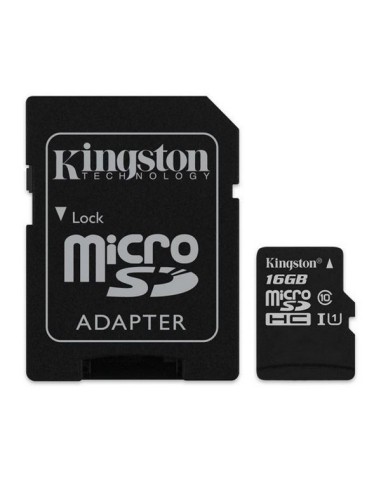 Kingston microSD HC 16GB Clase 10 UHS-I + Adaptador