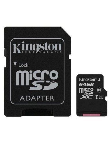 Kingston microSD HC 64GB Clase 10 UHS-I + Adaptador